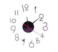 SiSinkal 3D Frameless Wall Clock with Large Silent Hands and Acrylic Mirror Number Stickers for Modern Living Room Bedroom Kitchen Office Home Decoration(Purple)