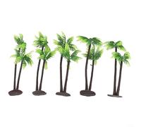SiSinkal 5pcs Plastic Coconut Palm Tree Artificial Plant Decoration, 12cm Height Tropical Style Green Leaf Figurines for DIY Fairy Gardens, Terrariums, Aquarium Landscape Scenes
