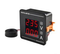 SiSinkal AC Digital Voltage and Current Meter Dual Display 50-500V 1-120A High Precision with 15mm Aperture Transformer for Pure Sine Wave Power Supply Monitoring 72x72mm Panel Mount Black
