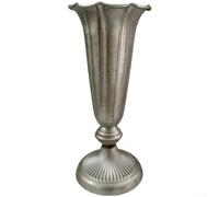 SiSinkal Antique Silver Iron Vase Trumpet Shape Retro Iron Construction Rust-Resistant 12.5x13x30cm For Home Wedding Living Room Office Floral Arrangement(S)