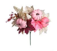SiSinkal Artificial Pumpkin Floral Pick For Maple Leaves Flexible Silk Plastic Material 18 Inch For Thanksgiving Halloween Decor(A)