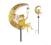 SiSinkal Enchanting Solar Powered Fairy Statue Light featuring Moon Swing and Butterfly, IP65 Waterproof Garden Ornament for Outdoor Yard Patio, Automatic Dusk to Dawn Illumination, Whimsical Decor