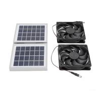 SiSinkal Foldable 10W Solar Panel Fan Kit, Dual Airflow Exhaust Ventilation with Monoline Silicon for Greenhouse, Pet House, RV, Quiet Heat Dissipation Solution, White(Black)