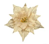 Sisinkal Glitter Christmas, Poinsettia Hanging - Flowers Xmas Tree Decoration Festive Holiday Ornament Party Decor Artificial Plant Floral Arrangement (Shallow gold)