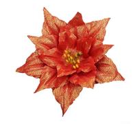 Sisinkal Glitter Christmas, Poinsettia Hanging - Flowers Xmas Tree Decoration Festive Holiday Ornament Party Decor Artificial Plant Floral Arrangement (Bronze)