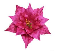 Sisinkal Glitter Christmas, Poinsettia Hanging - Flowers Xmas Tree Decoration Festive Holiday Ornament Party Decor Artificial Plant Floral Arrangement (rose red)