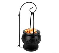 Sisinkal Halloween Witch Cauldron with Stand Black Plastic Candy Bucket Container for Spooky Party Decorations Treat Bowl 35x15cm Indoor Outdoor Display Prop