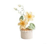 SiSinkal Handcrafted Knitted Flower Pot For Realistic Oil Tree Bloom Cotton Crochet Decor 11X26cm For Home Dorm Office Table Shelf(Yellow)
