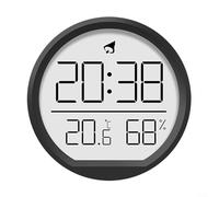 SiSinkal Indoor Multi-Function Wall and Desk Clock with Temperature, Humidity, and Date Display, Glass Face, Digital Time Format Switch 12/24 Hour, Magnetic Mount for Refrigerator(Black)
