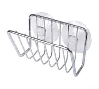 Sisinkal Kitchen Sink Sponge Holder Draining Basket with Suction Cup Metal Sink Organizer Rack Design Stable Drainage for Dishwashing Sponges Brushes Dish Cloths Caddy(Silver)