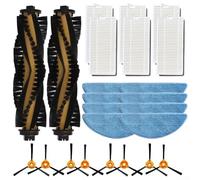 SiSinkal Main Side Brush, Filter & Microfiber Mop Cloth Kit for Conga M50 for X-Treme Robot Vacuum Cleaners, 1 Set with Nylon Brushes, Filter Paper and Washable Cloths(B)