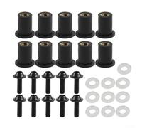 SiSinkal Motorcycle Windscreen Bolt Screw Set M5 x 16mm Black Anodised Aluminium with Rubber Well Nuts Neoprene 5mm 10pcs Direct Fit Easy Install