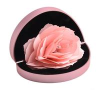 SiSinkal Rotating Heart Ring Box with Rose Decoration Automatic Lifting Display for Marriage Proposal Engagement Anniversary Romantic Jewelry Storage Case Red(Pink)