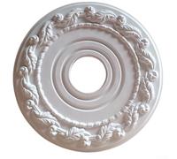Sisinkal Round Ceiling Medallion Light Cover 16 Inch Decorative Plate for Ceiling Lamp Chandelier Fan Mount with Inner Diameter 4 Inch White PU Material Classical Home Improvement