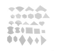 Sisinkal Set of 54 Acrylic Ruler Quilt Patchwork Template Quilting Sewing DIY Tool Craft with Circle Hexagon Pentagon Square Triangle Diamond Heart Shapes for Crafters