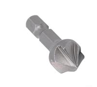 SiSinkal Six Flute 90 Degree Countersink Drill Bit, 13mm Chamfer Bit with 1/4" Hex Shank, Carbon Steel Deburring Tool for Wood Plastic Soft Metal, Grey, 36mm Length(1PC)