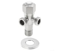 SiSinkal Stainless Steel 2-Way Double Angle Valve, 1/2 Inch Dual Outlet Water Connection Fitting for Bathroom Kitchen Plumbing, 90° Corner Shut-Off Valve with Brass Core