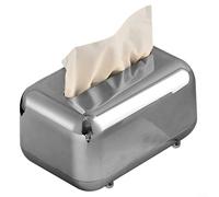 SiSinkal Stylish Gold Tissue Box Cover for Desktop, ABS Plastic Napkin Holder with Textured, Modern Ornament for Living Room Office Bathroom, Easy Clean Storage Case 18x12x11cm Size(Silver)