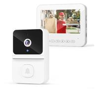 SiSinkal Wireless Video Intercom Doorbell, with 4.3 Inch IPS Display, Two Way Audio and 85 Degree View, No WiFi Needed Home Security System with Push Alerts(white)