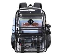 Sisipoet Clear Backpack for School, PVC Clear Bookbag Heavy Duty Transparent Backpack for Stadium Events See Through Bag, 1pc-black, Rucksack Backpacks