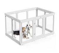 SISKEYCOOC 75 cm Clear Acrylic Plastic Puppy Playpen, Transparent Dog Playpen with Door, Pet Border for Indoor Use, Easy to Clean, Puppy Run for Small and Medium Dogs (Pack of 10)