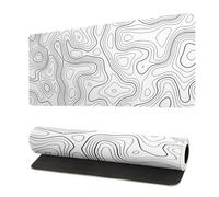 Siski Topographic Contour Gaming Mouse Pad White Large 27.6x11.8 Inch Extended Mouse Pad with 3mm Non-Slip Base and Stitched Edge for Gaming and Office