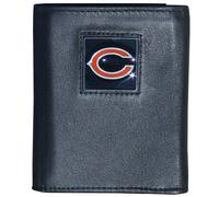 Siskiyou NFL Sports Mens Chicago Bears Deluxe Leather Tri-fold Wallet Packaged in Gift Box One Size Black