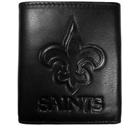 Siskiyou NFL Sports Mens New Orleans Saints Embossed Leather Tri-fold Wallet One Size Black