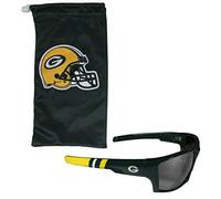 Siskiyou Sports NFL Green Bay Packers Unisex Edge Wrap Sunglass and Bag Set, Team Colors, One Size
