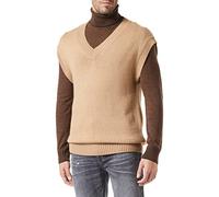 Sisley Men's S/L V Neck Sweater 105LS400B, Camel 704, M