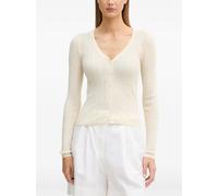Sisley ribbed-knit V-neck cardigan - White M-L