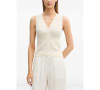 Sisley ribbed-knit V-neck vest - White S-M