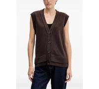 Sisley V-neck button vest - Brown XS-S-M
