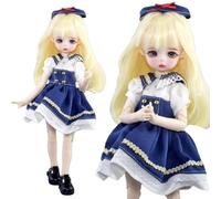 SISON BENNE 1/6 BJD Doll, Full Set 30cm SD Dolls + Handpainted Face Makeup + Blue Eyes + Hair + Clothes (Myrtle (Hair C#))