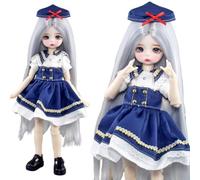 SISON BENNE 1/6 BJD Doll, Full Set 30cm SD Dolls + Handpainted Face Makeup + Blue Eyes + Hair + Clothes (Myrtle (Hair A#))