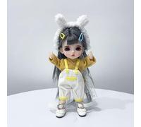 SISON BENNE 16cm BJD Doll 1/8 1/12 Mini SD Dolls Ball Jointed Doll DIY Toys with Full Set Clothes Shoes Wig Makeup,Best Gift for Girls (1#)