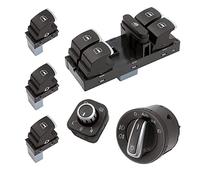 SISS Set of 6 Main Light Switch Mirror Adjustment Window Regulator Switch for All Doors Compatible with VW Golf 5, Golf6, Passat 3C, Tiguan, 5ND959565A 5ND959857 5ND959855 5ND941431B