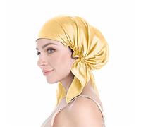 SissiLita 100% Silk Bonnet for Sleeping With Tie Band, Large Sleep Cap for Curly Hair, Hair Wrap for Care (Blonde)