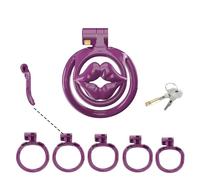 Sissy Chastity Cage for Men Pink Chastity Devices Lock Design Small Chastity Cage Male Penis Cage Cock Cage BDSM Toys for Couples Sex (Purple,WX-3)