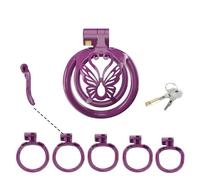 Sissy Chastity Cage for Men Pink Chastity Devices Lock Design Small Chastity Cage Male Penis Cage Cock Cage BDSM Toys for Couples Sex (Purple,WX-4)