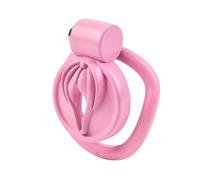 Sissy Chastity Cage Lock 4 Rings Vagina Penis Cage Sissy Sex Toys Breathable Resin Cock Cage for Sissy Men (Pink)
