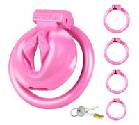 Sissy Chastity Cage, Male Flat Chastity Cage Sex Toys, Sex Toýs for Man Penis Cages Inverted Chastity Cage Cock Cage with 4 Sizes Cock Rings Prevent Erection,Adult Sex Toy for Man Penis Exercise