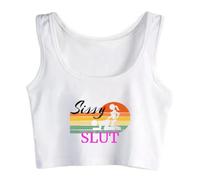 Sissy Crop top Sissy Punishment Outfit Gear for Men Forced Feminization, White, XXL