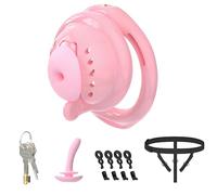 Sissy Lightweight Chastity Cage- Soft Silicone Chastity Devices with Magnetic Lid & 6 Cock Rings, Realistic Cock Cage with Invisible Lock for Man Penis Bondage, Auxiliary Belt BDSM Sex Toys for Men