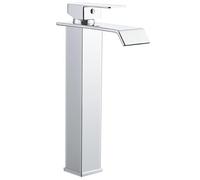 Sistaby Basin Mixer Taps Tall Bathroom Sink Tap Mixers Waterfall Countertop High Square Cloakroom Faucet Monobloc Chrome Stainless Steel with G1/2’’ Hoses Mono 1 Hole