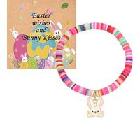 Sistble Easter Gifts for Teens, Easter Basket Stuffers Bunny Bracelet Colorful Beaded Bracelets for Women Bunny Eggs Fillers Bulk Essentials Gift Jewelry, Normal Size, Stainless Steel, no gemstone