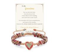 Sistble Gifts for Mom Daughter Granddaughter Love Gifts for Wife Girlfriend to My Sister Jasper Heart Bracelets Natural Stone Bracelet Graduation Birthday Anniversary Christmas Jewelry for Women