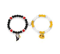 Sistble Halloween Bracelets Halloween Gifts for Women Halloween Themed 2 Pcs Beaded Matching Bracelets with Pumpkin Bat Ghost Grim Reaper Charm Accessories Halloween Party Decorations Jewelry, Normal
