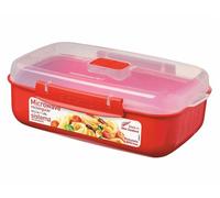 Sistema Rectangle Microwave Container | 1.25 L | Food Container with Steam Release Vent | BPA-Free | Red | 1 Count