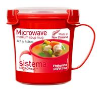 Sistema Microwave Soup Mug | 656 ml | Microwave Food Container with Steam Release Vent | BPA-Free | Red | 1 Count